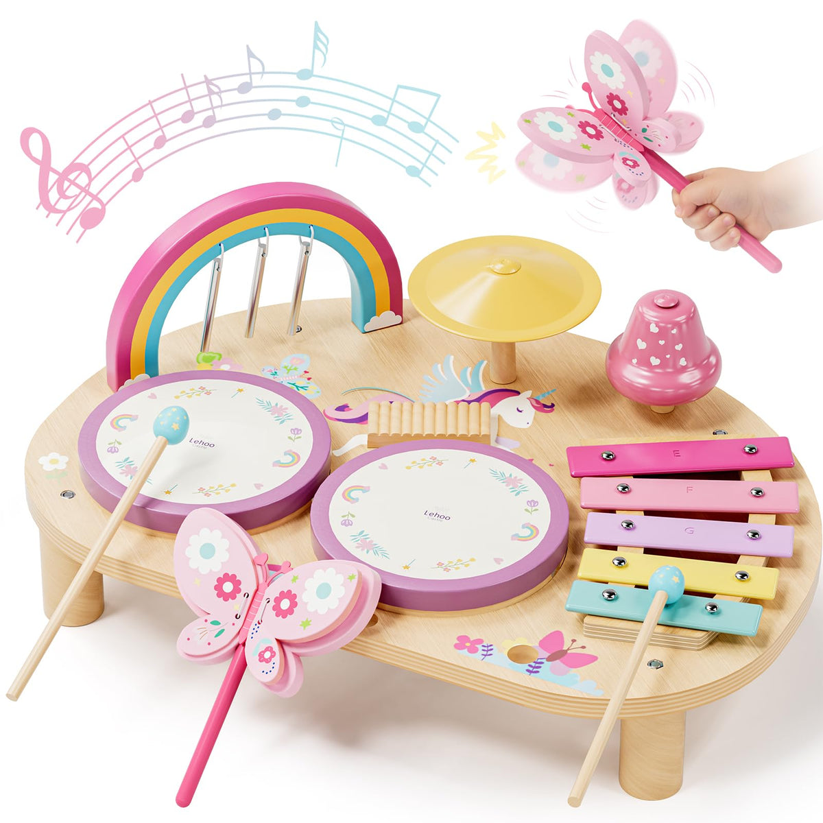 Lehoo Castle Toddler Drum Set with unicorn xylophone sparks playful rhythm exploration