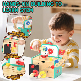 Lehoo Castle wooden wrench helps little hands develop grip and problem-solving.