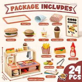 Lehoo Castle toy fries and snacks organized for pretend play