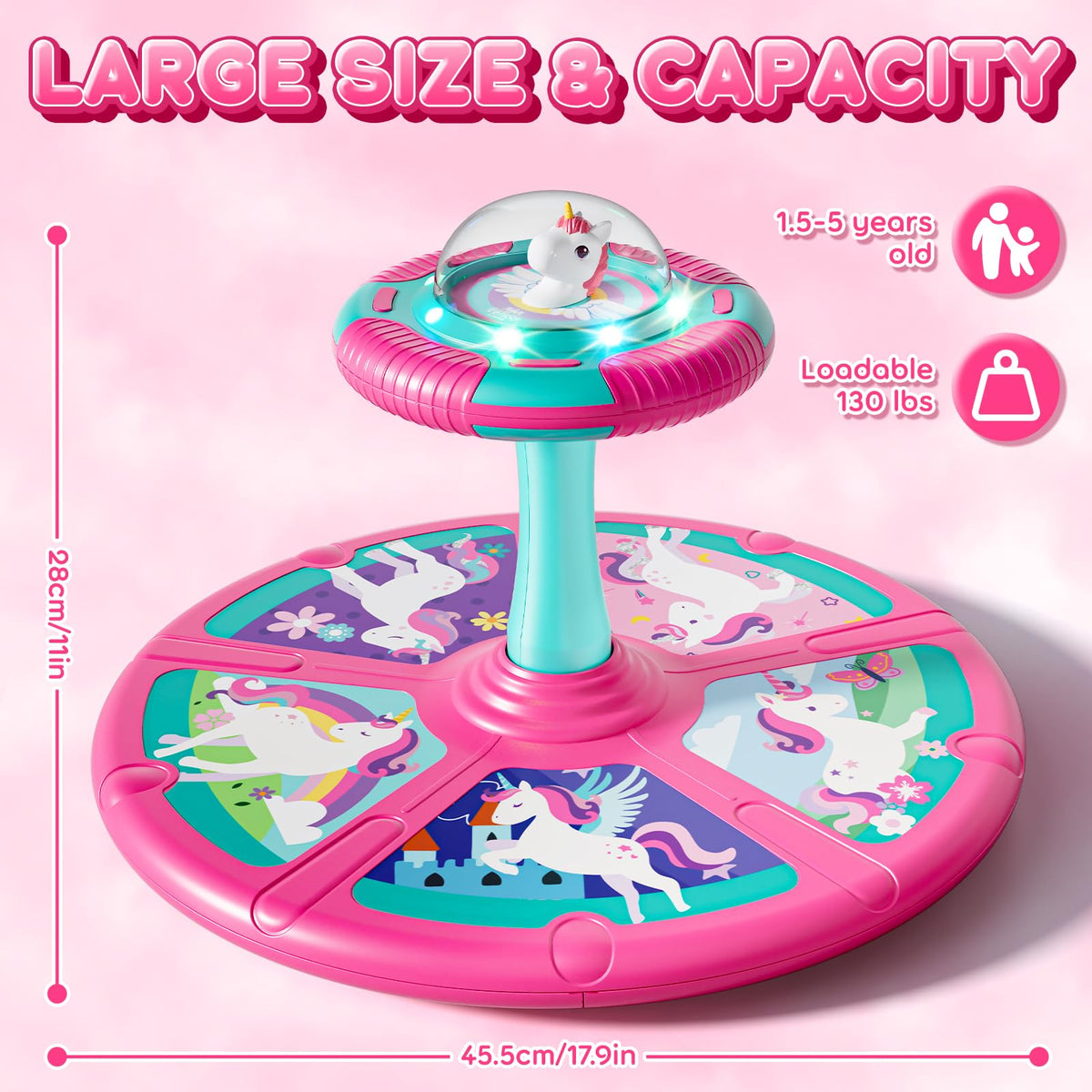 Lehoo Castle two-kids-spin-session invites shared play and cooperative movement in a safe seat.