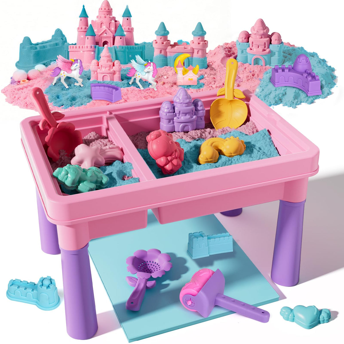 Lehoo Castle Unicorn Sensory Table with lid for mess-free indoor or outdoor play
