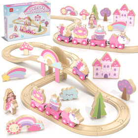 Lehoo Castle unicorn train engine in pink promotes imaginative play