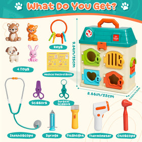 Lehoo Castle Vet Playset patient rooms teach color recognition through unlockable doors.