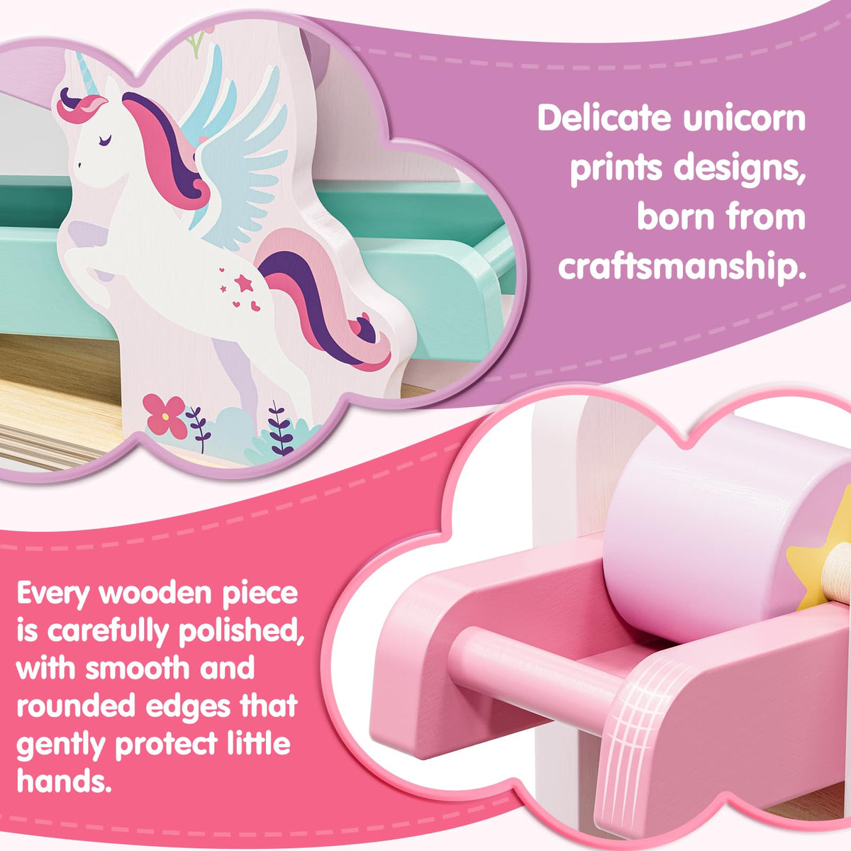 Lehoo Castle large 1.26-inch wheels provide a secure grip during playtime.