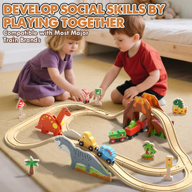 Lehoo Castle wooden dinosaurs spark pretend play and narrative thinking.