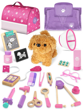Lehoo Castle wooden doctor kit with puppy for imaginative care play