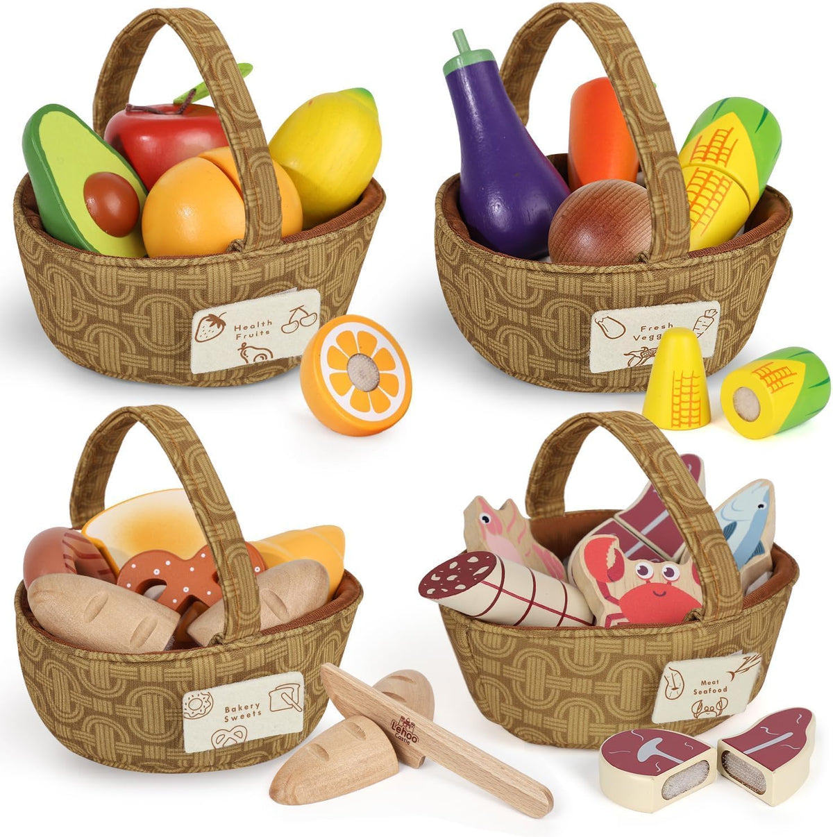 Lehoo Castle wooden avocado play food for pretend meals and color recognition.
