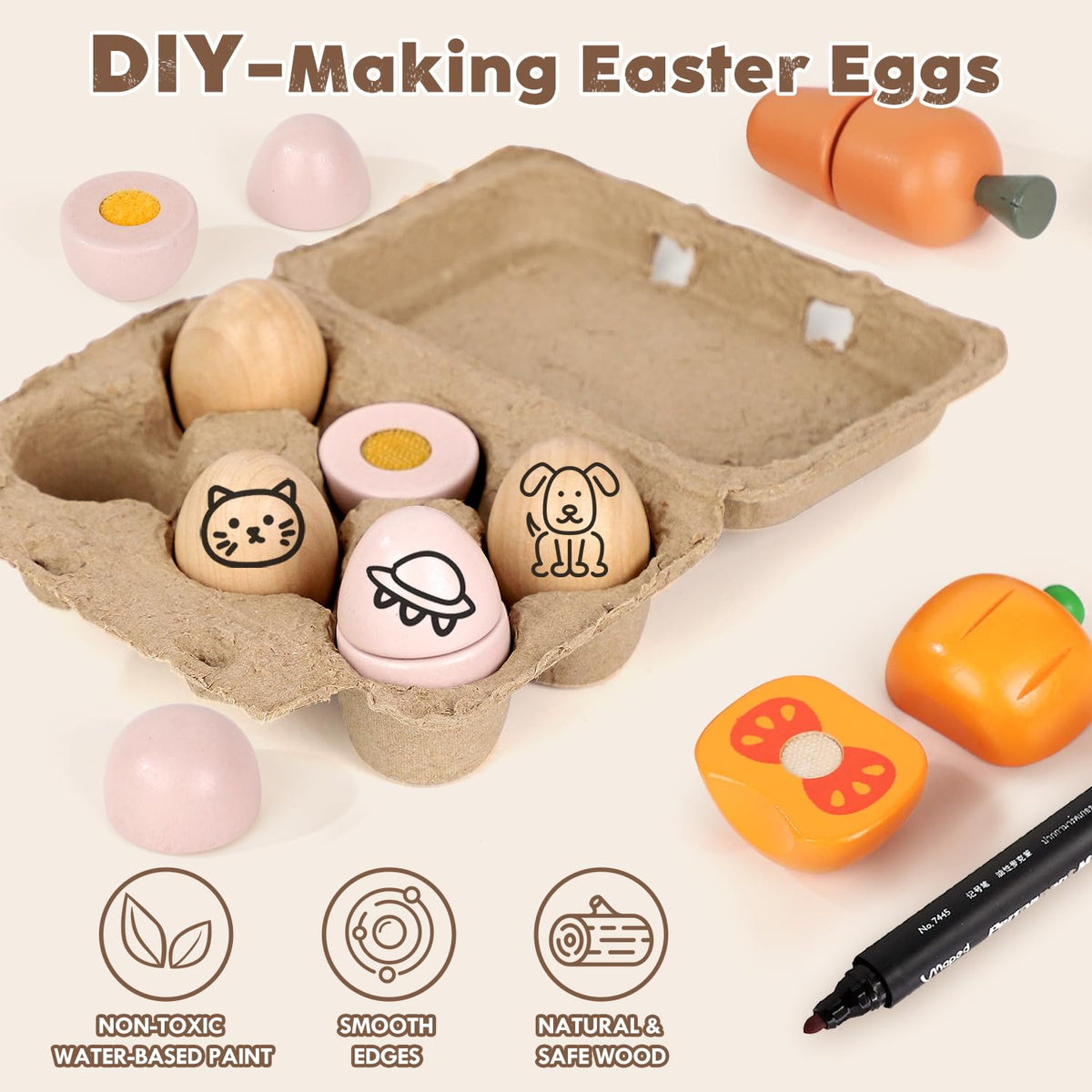 Lehoo Castle wooden play food avocado—colorful kitchen pretend play for early learning.