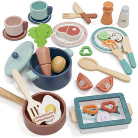 Lehoo Castle wooden play kitchen pots and pans support imaginative cooking play safely.