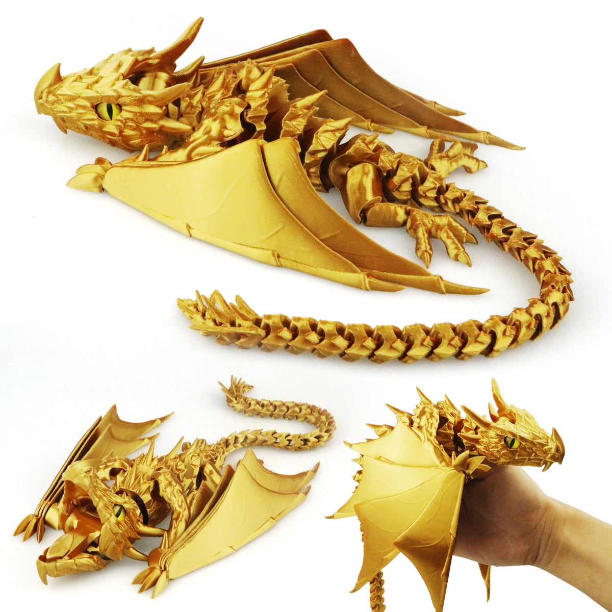 LehuoMaker silk gold dragon with wings; versatile desk decor to spark inspiration.