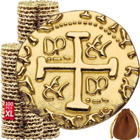 Leib Games pirate coins, large gold discs, ideal for treasure chests and cosplay