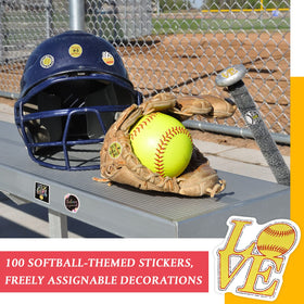 LEIFIDE softball stickers 100 pcs colorful designs for decorating