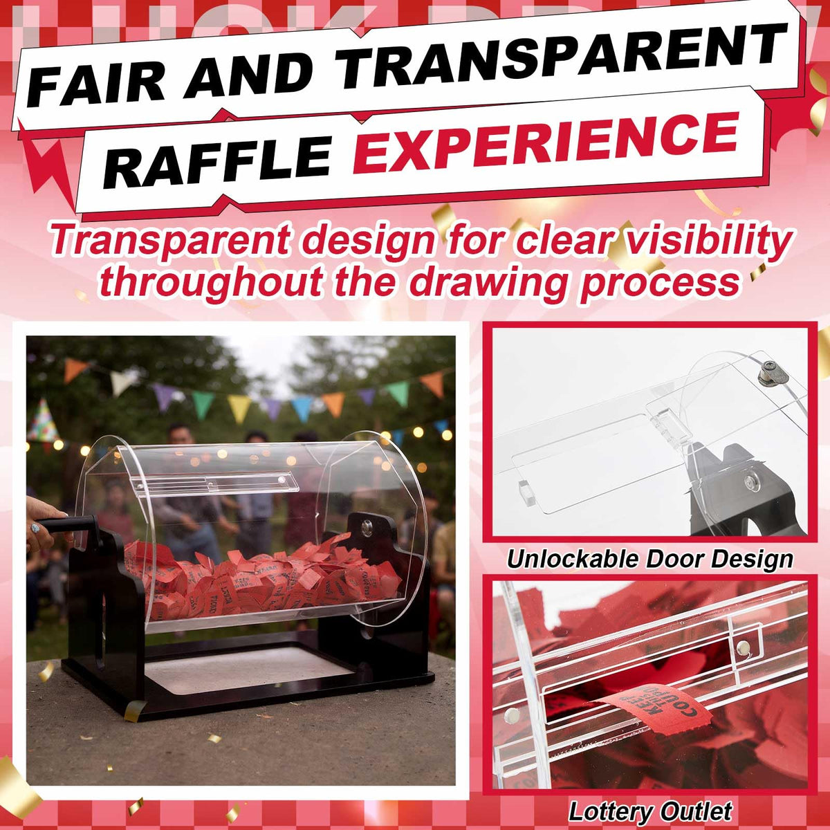 Leinuosen drum holds up to 4000 tickets for medium-scale prize drawings.