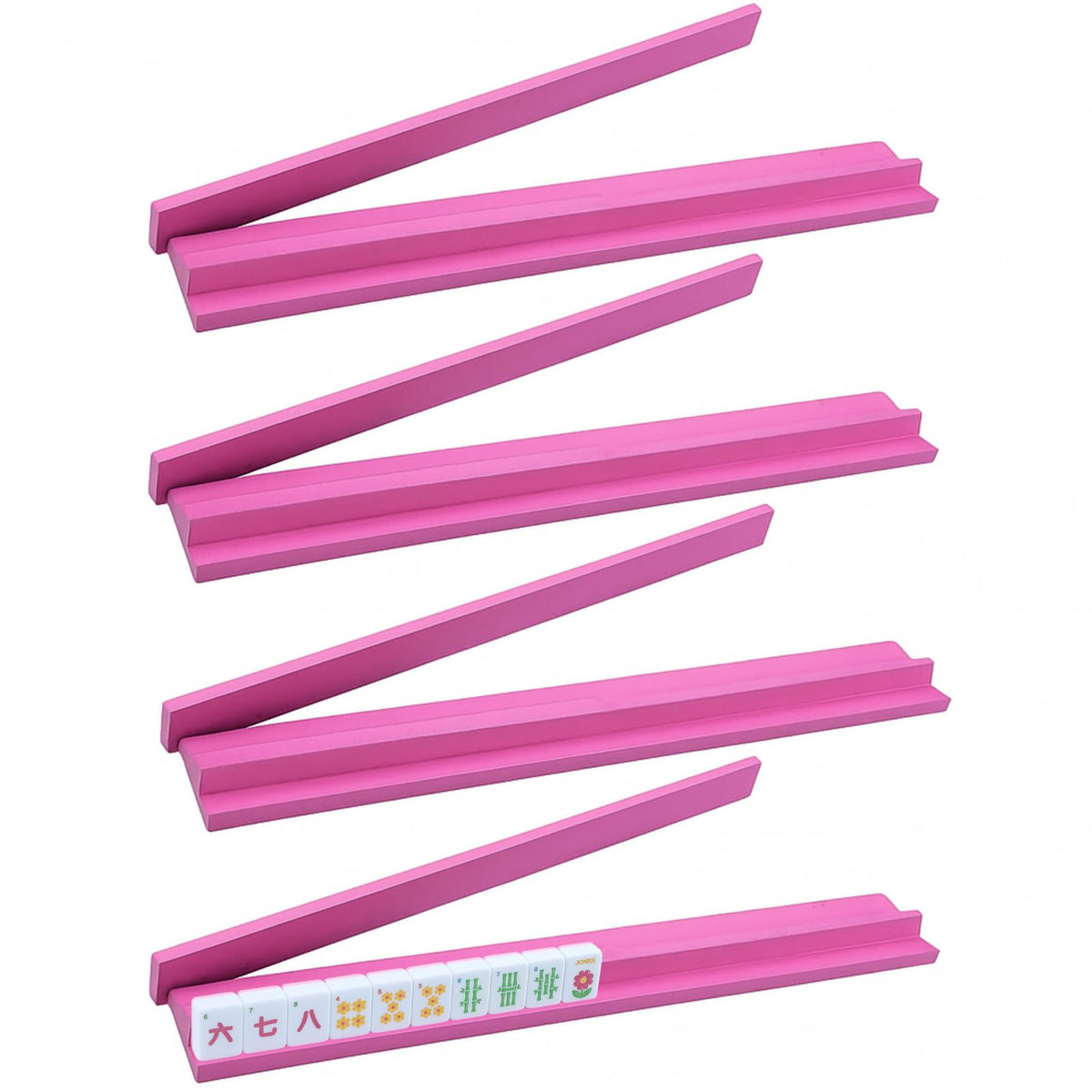 Leinuosen wooden Mahjong racks with pushers keep tiles organized for smooth, focused play