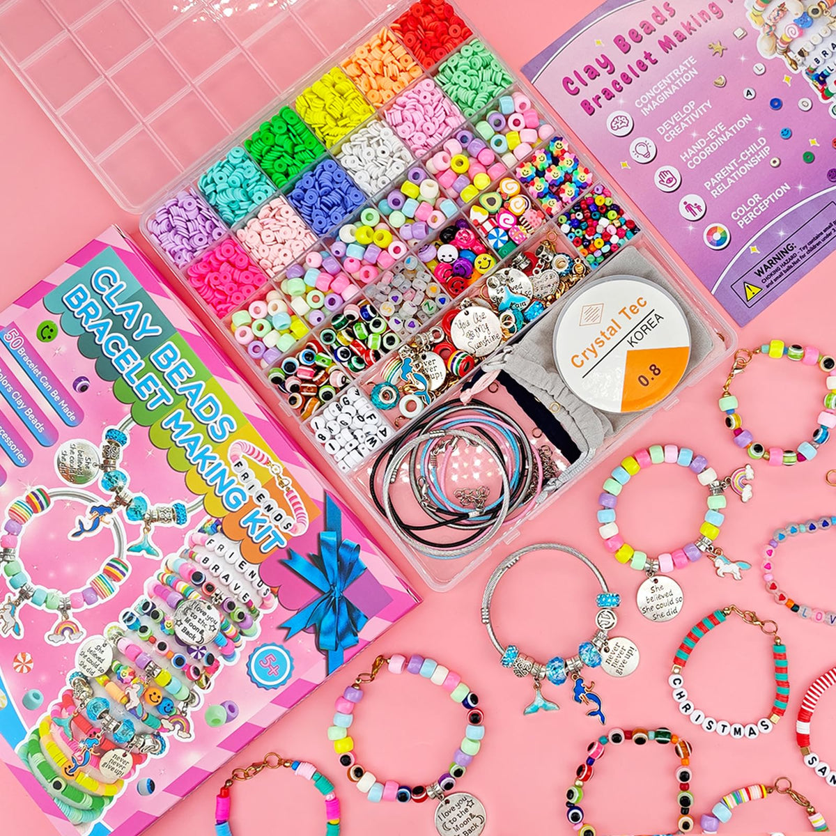 Leitait bracelet making kit with mermaid charms beads supports fine motor skills and color learning