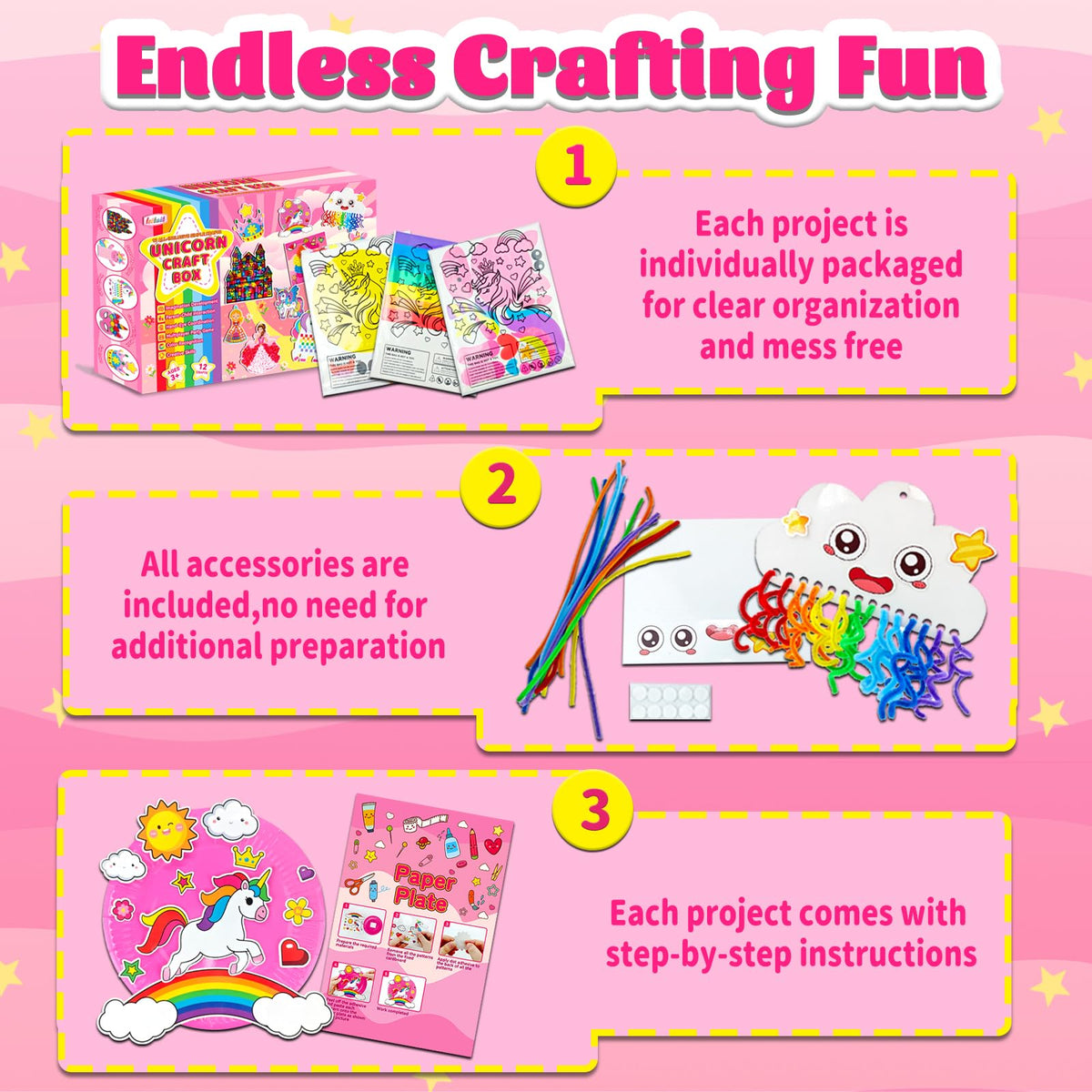 Leitait Kids crafts ages 4-8 feature unicorn princess themes and safe accessories.