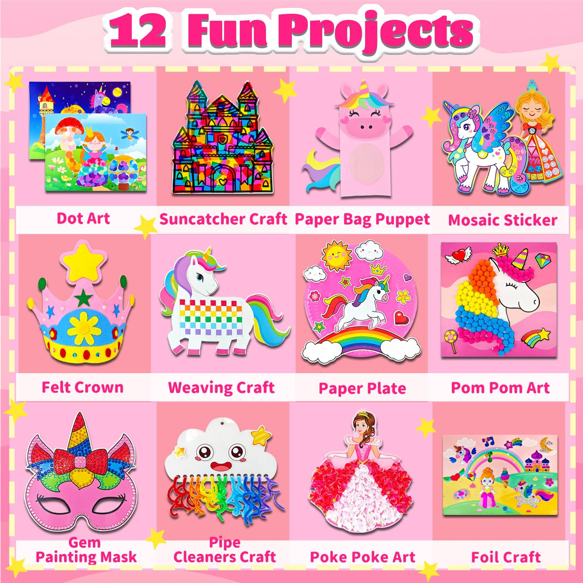 Leitait Unicorn Craft Projects include 12 steps for mess-free fun.