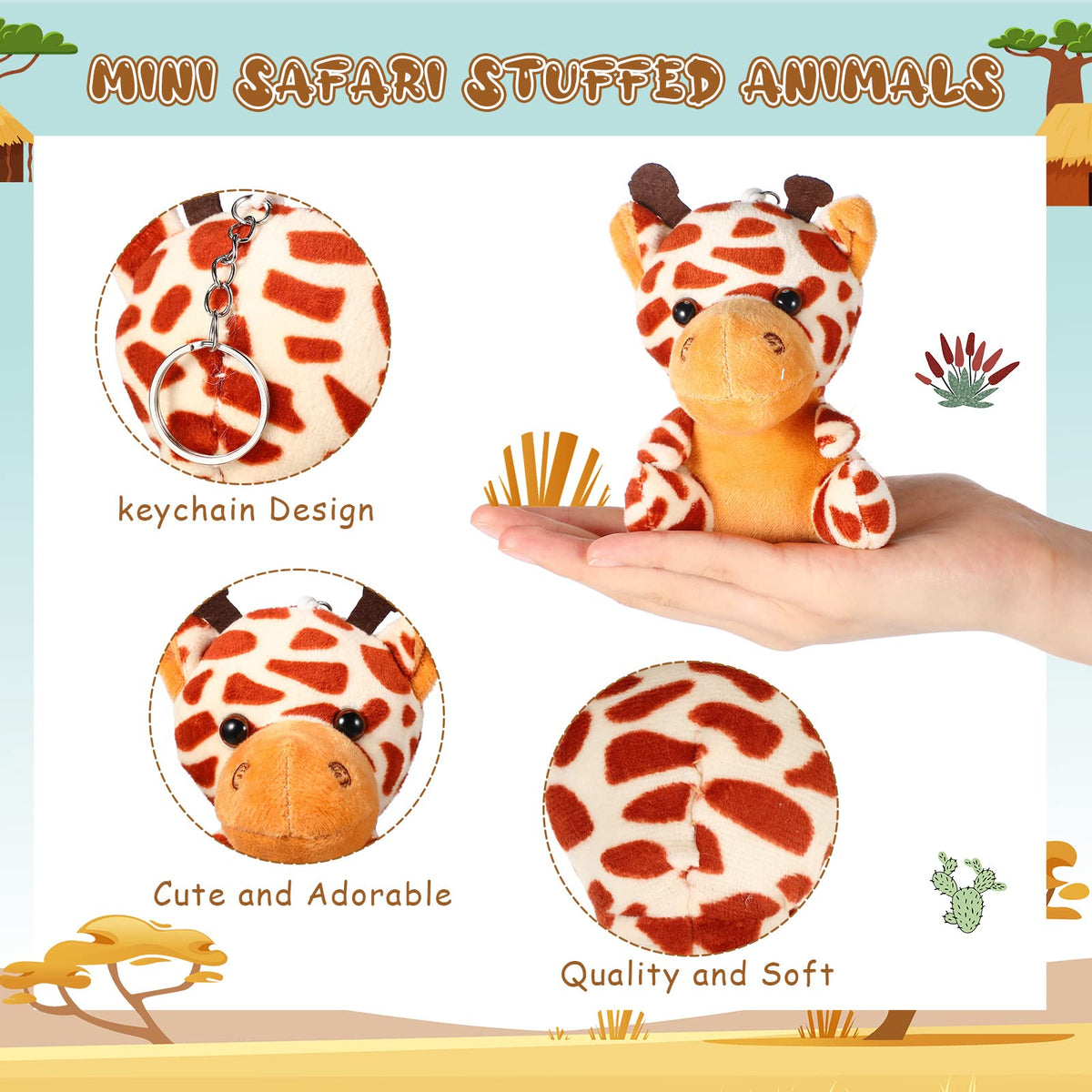 Leitee safari elephant plush for learning and pretend play