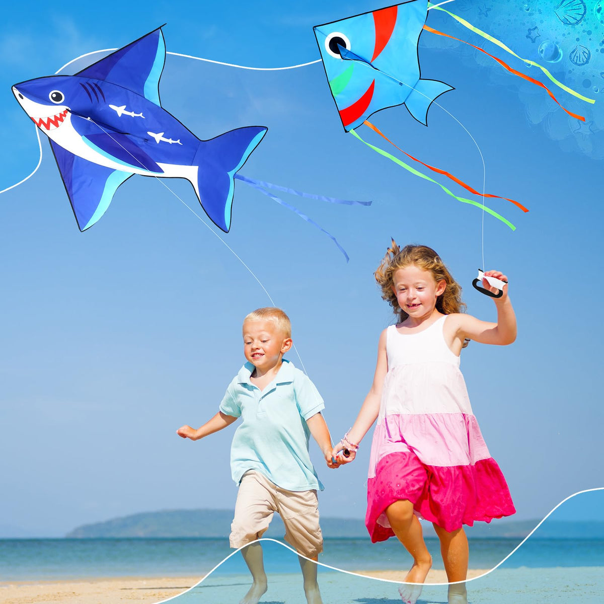 Leitee 6-pack large kite goldfish design, ocean vibe for seaside fun.