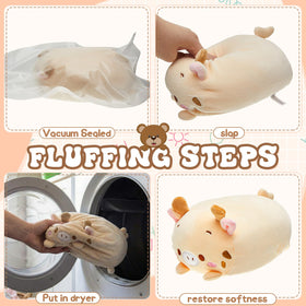 Leitee pig plush hug pillow—soft cuddle buddy for lounging, reading, and travel.