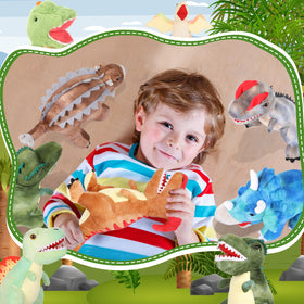Leitee colorful dinosaur plush set adds bright decor and play value.