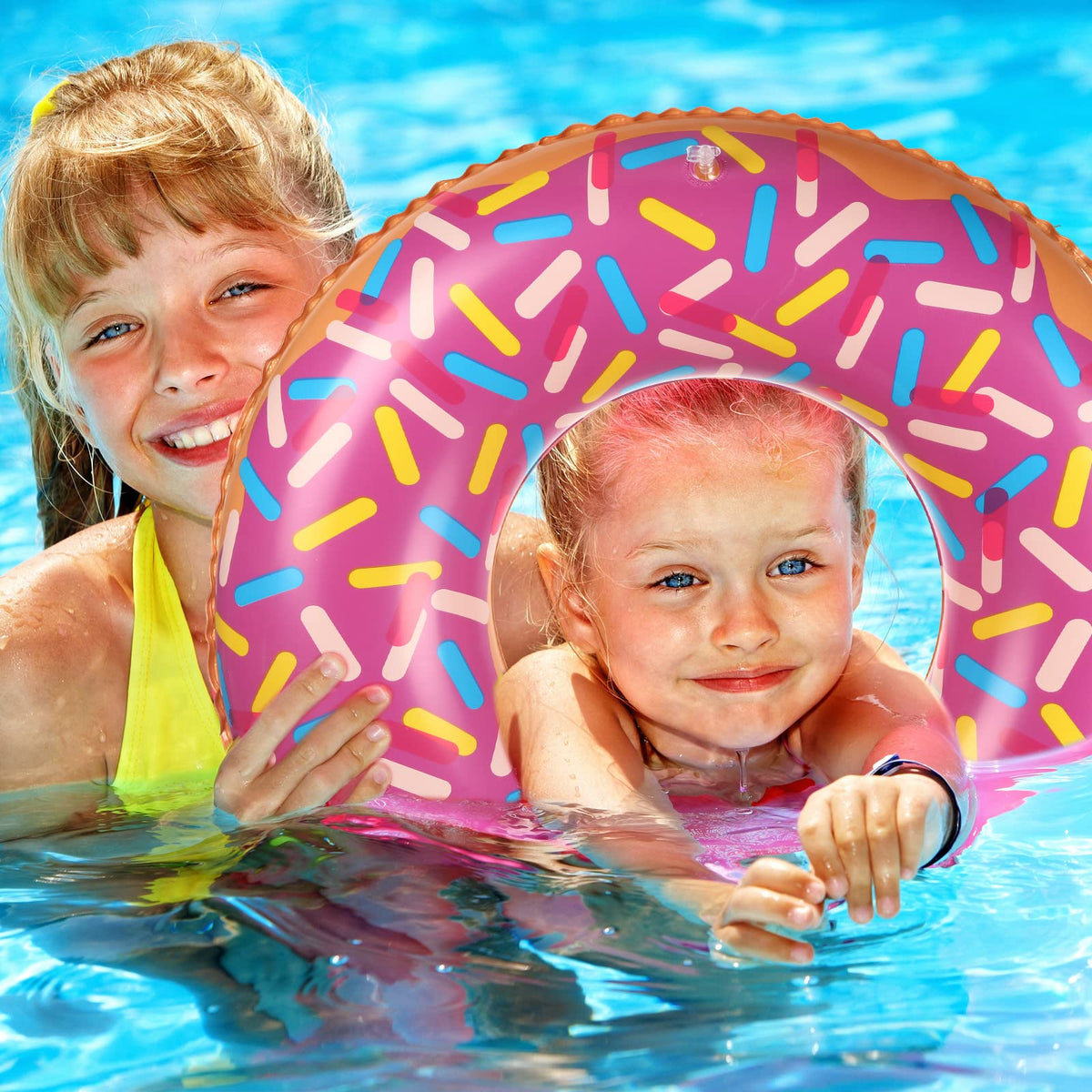 Leitee donut pool float pink sprinkles brings cheerful vibes to pool parties
