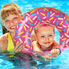 Leitee donut pool float pink sprinkles brings cheerful vibes to pool parties
