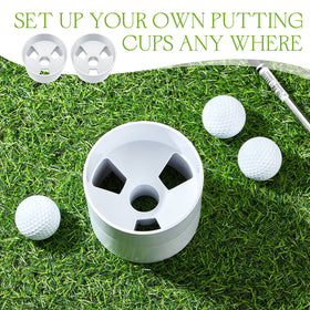 Nine-pack Leitee golf hole cups for versatile training in different spaces