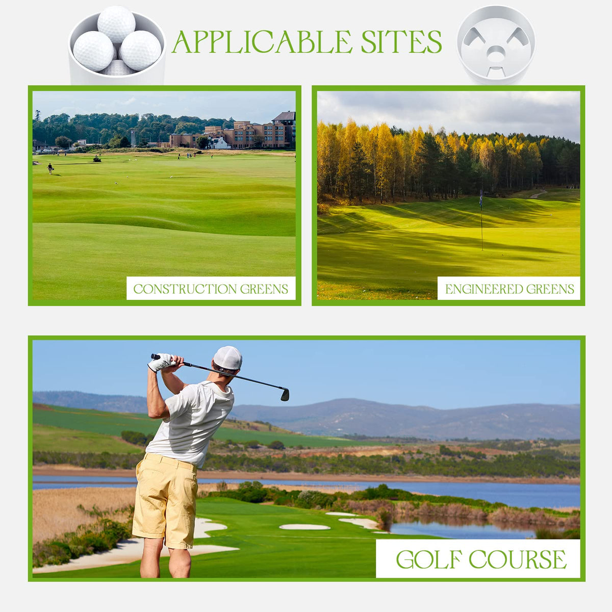 Leitee golf hole cup used in backyard, office, and garden practice scenarios