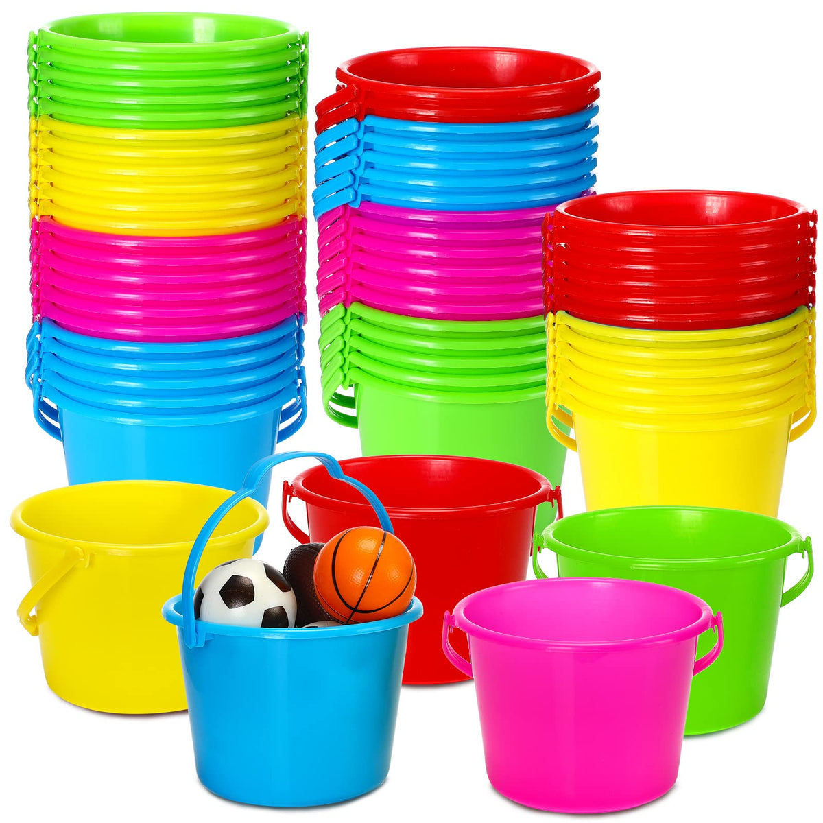 Leitee mini plastic sand bucket in red for kids, ideal for beach play and sand castle building.