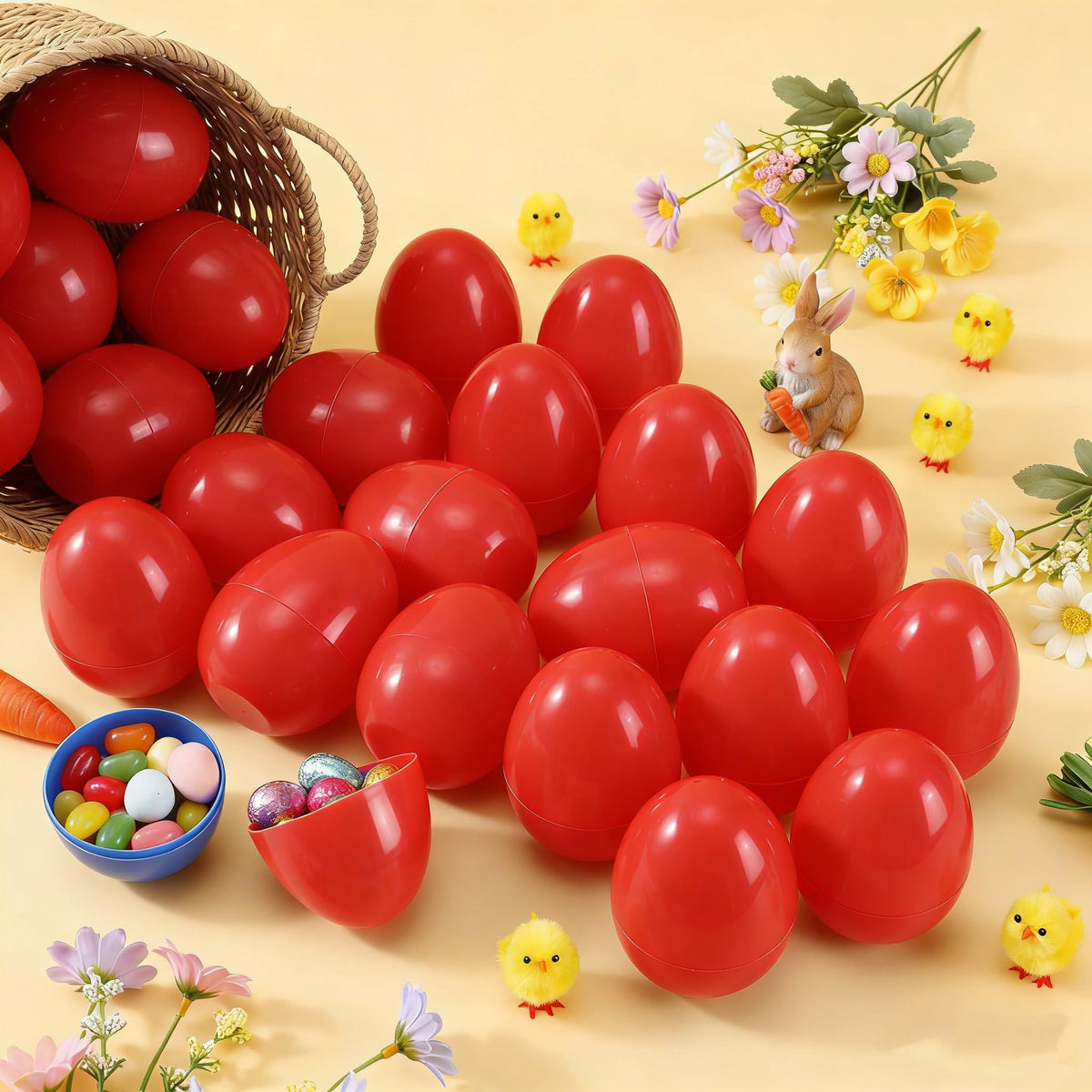 Leitee red eggs for Easter baskets and gift-giving celebrations.