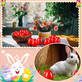 Leitee red plastic Easter eggs bulk pack for party favors and gift baskets.