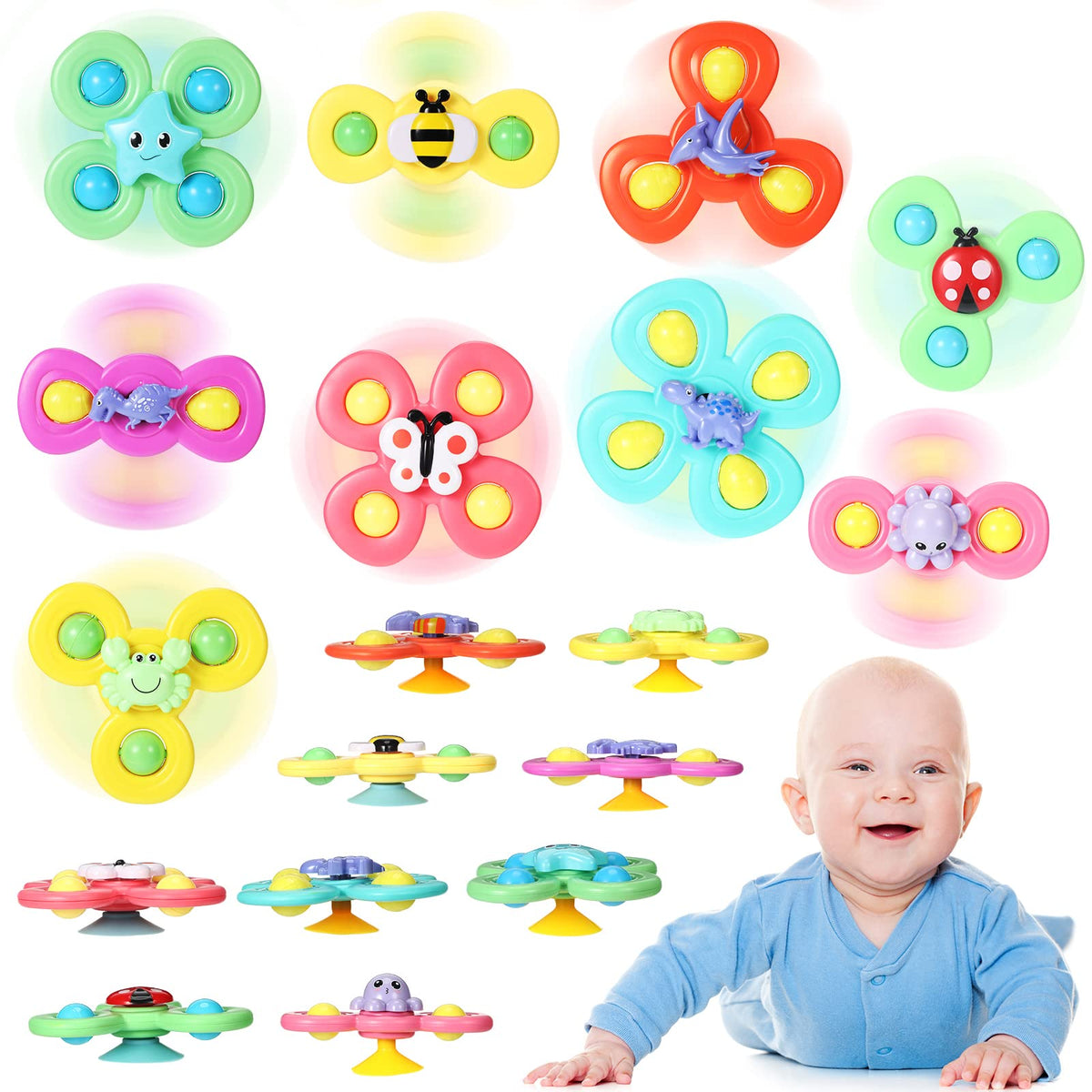 Leitee suction cup spinner set candy theme for calming play and fidget fun.