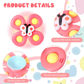 Leitee suction cup spinner insects design provides portable distraction during trips.