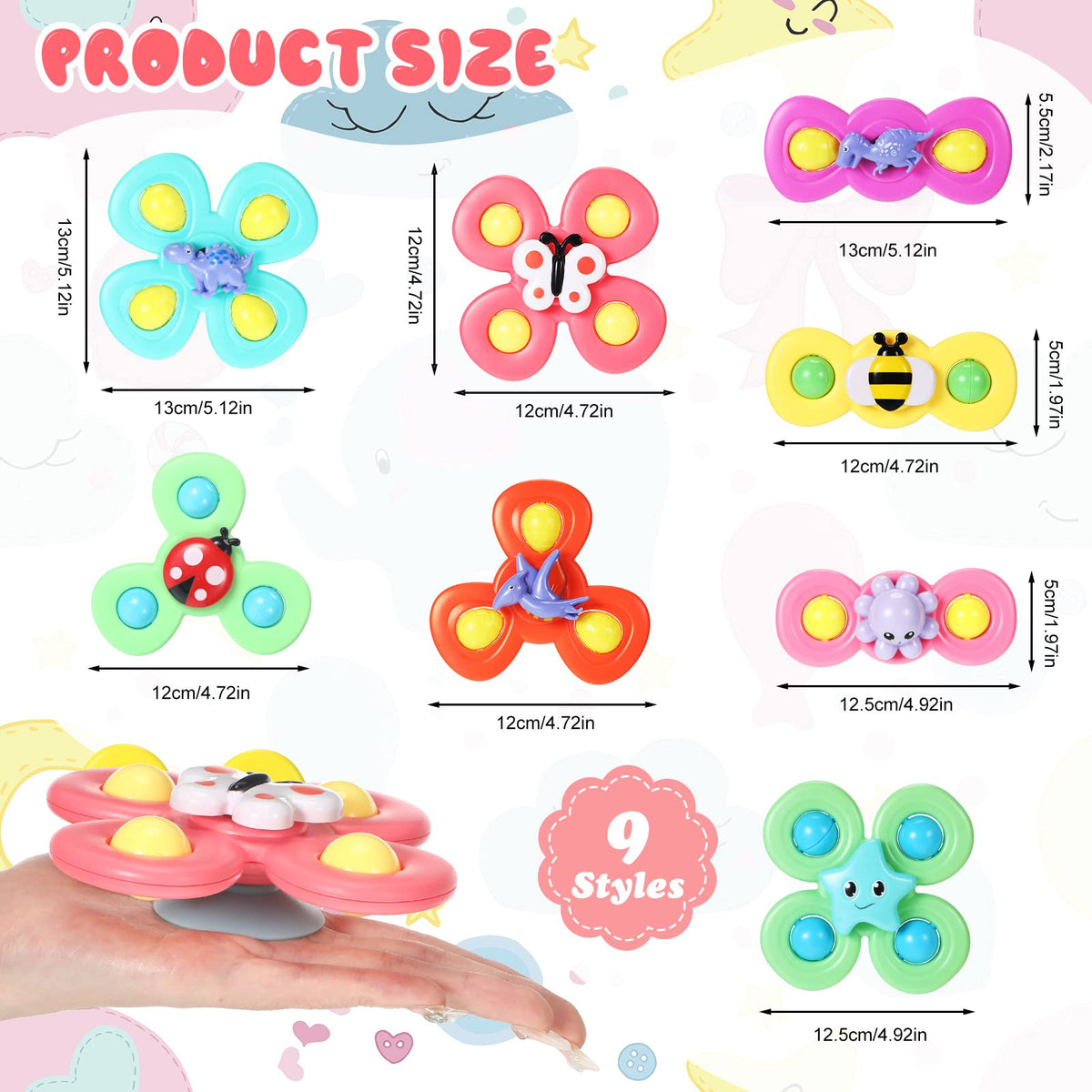 Leitee suction cup spinner with sea animals offers sensory exploration.
