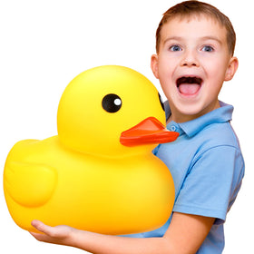 Leitee Yellow Jumbo Rubber Duck front view enhances bath time fun for kids