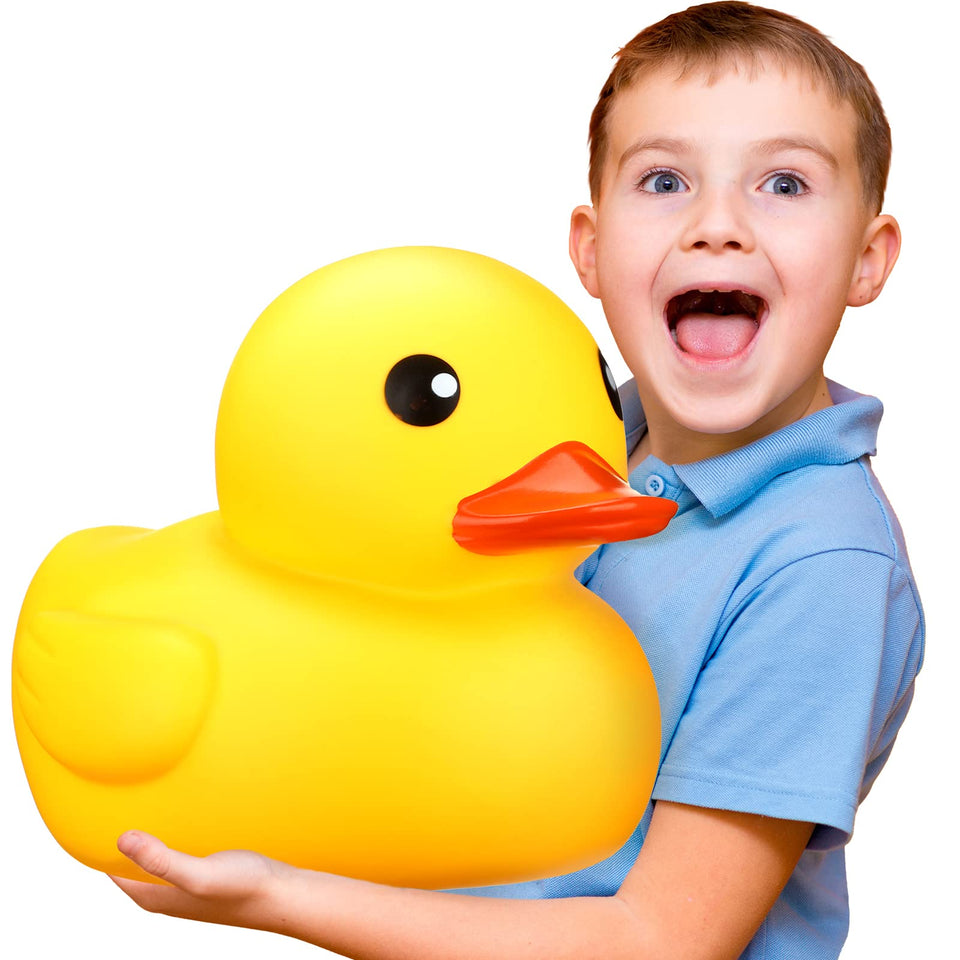 Leitee Yellow Jumbo Rubber Duck front view enhances bath time fun for kids