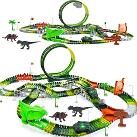 LEIWUS dinosaur race track set with 286 pieces for creative play and learning