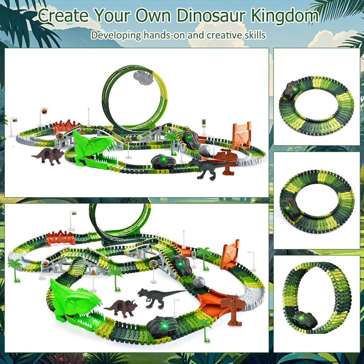 LEIWUS dinosaur tunnel and 360-degree loop for exciting play