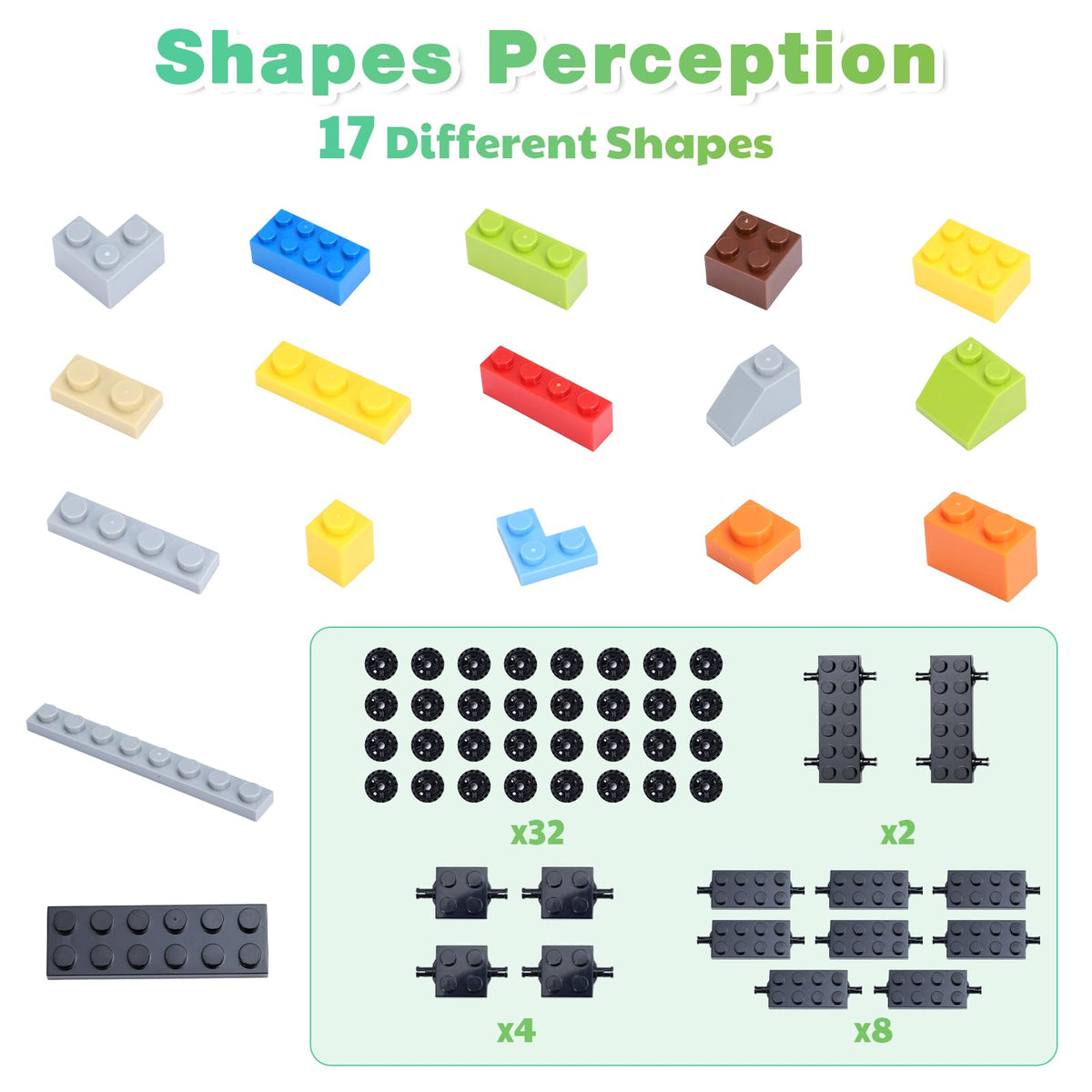 Lekebaby bricks in various shapes for diverse constructions