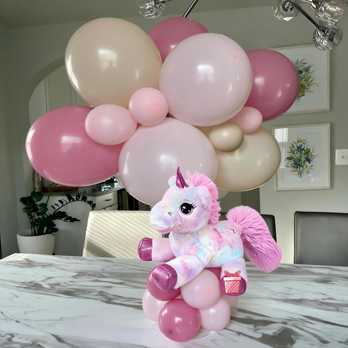 LELELONG unicorn plush 15in back view, huggable softness perfect for bedtime routines