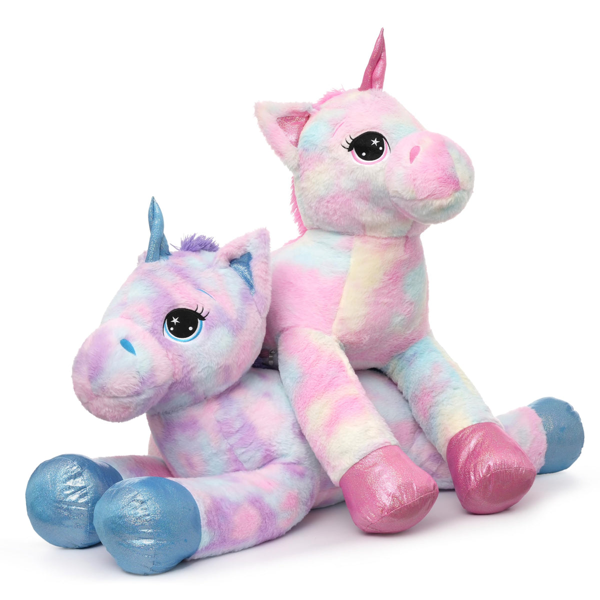 LELELONG unicorn plush 15in fabric close-up, non-toxic materials for safe snuggling