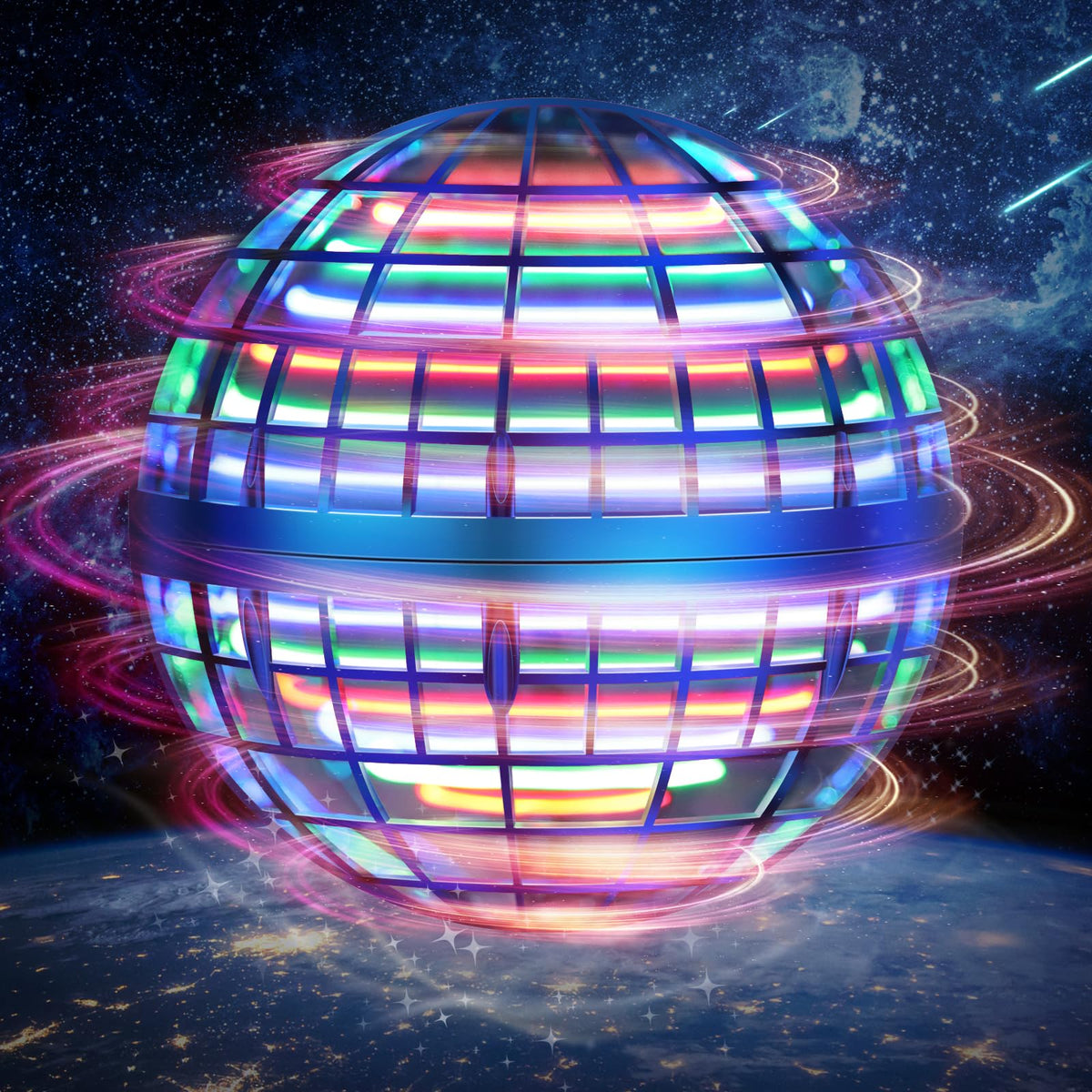 LE MATRIX Flying Orb Ball Toy blue in action for indoor and outdoor fun.