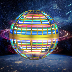 LE MATRIX Flying Orb Ball Toy, side view, showing compact, crash-friendly design for indoor use.