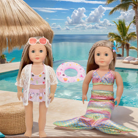 Lembani 18-inch doll purse and sandals complete versatile outfits.