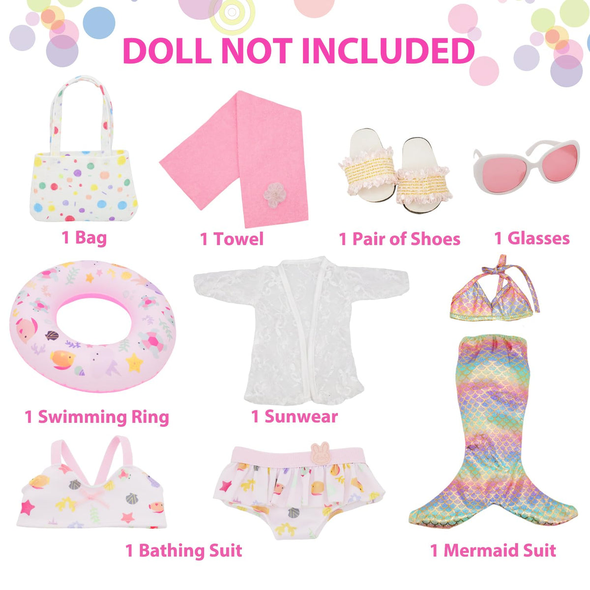 Lembani 18-inch doll sunglasses protect eyes during sunny pretend beach moments.