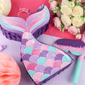 Lemicin Mermaid Tail Pinata interior ready to hold candies, confetti, and small toys.