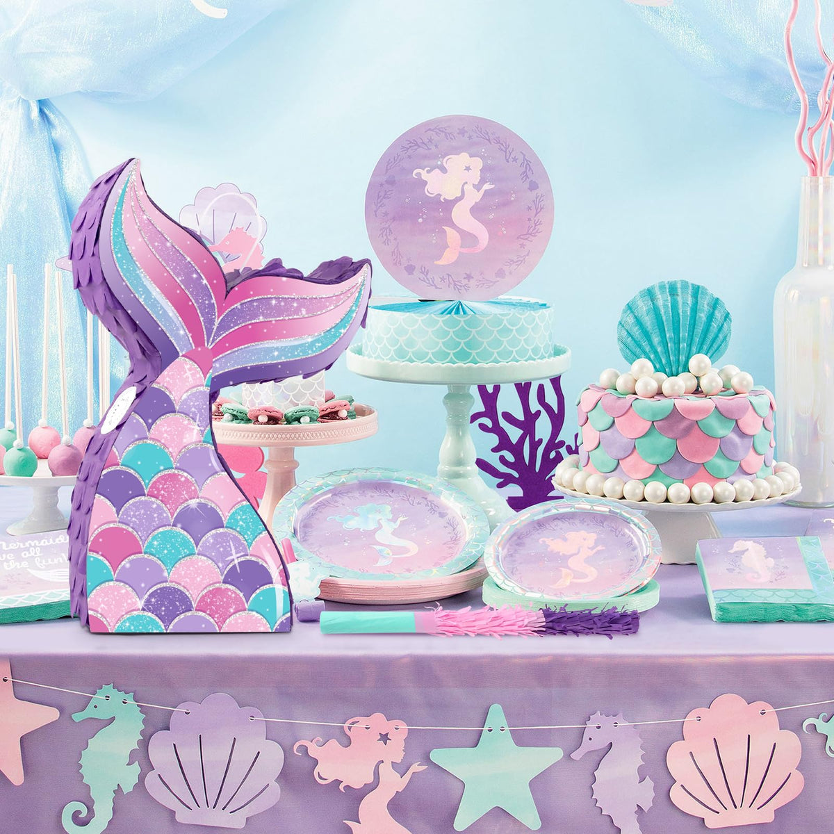 Lemicin Mermaid Tail Pinata with durable cardboard construction for reliable play.