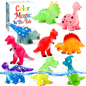Lemofix color-changing dinosaur bath toy with sealed no-hole design for mold-free baths.
