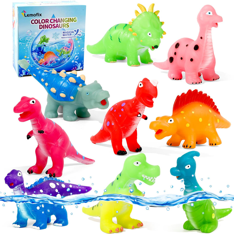 Lemofix color-changing dinos in warm water spark sensory exploration and color learning.